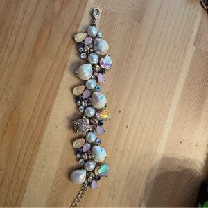 Betsey Johnson Seashell and Pearl Bracelet with Pink and Gold Accents